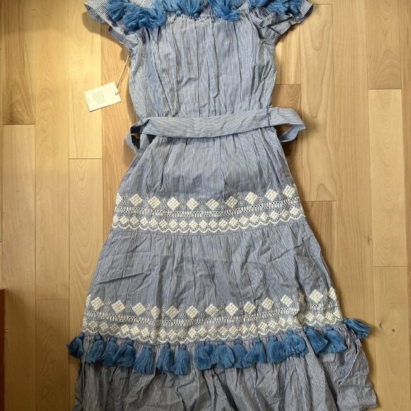 Tularosa Lana Dress in Getty Stripe – NWT, Tassel Lace Details - Picture 8 of 8